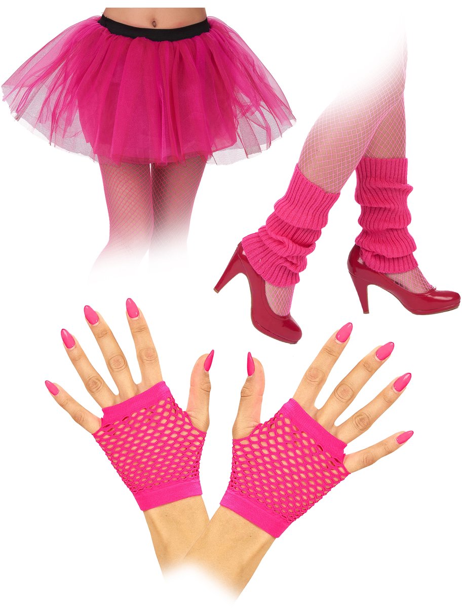 Vegaoo - 80s neonroze set voor volwassenen