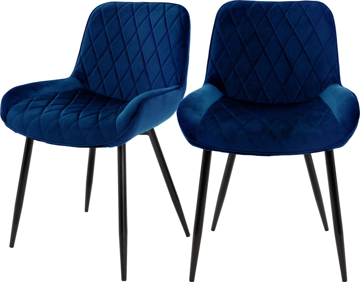 ml-design Set van 2 Eetkamerstoelen Eetkamerstoel met rugleuning en armleuningen, donkerblauw, fluwelen zitting, metalen poten, Keukenstoelen Woonkamerstoelen Gestoffeerde stoelen Krukken