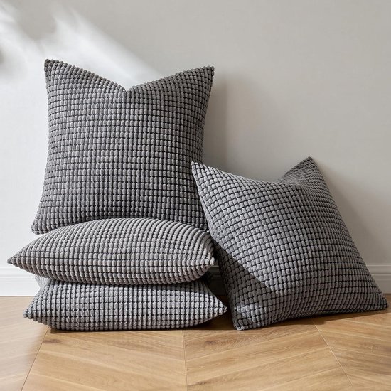 Kussenslopen 30x30cm set van 4, geometrische groene dubbelzijdige