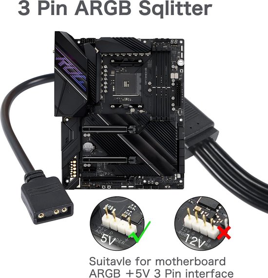 ARGB Splitterkabel 1-zu-4 - 12V 4PIN Für RGB-Lüfter Und Beleuchtung
