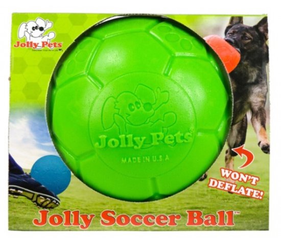 Jolly Pets Jolly Soccer Ball - Ø15 cm – Stevig Hondenspeelgoed – Apporteerspeelgoed - Appelgeur - Jollyflex stevig kunststof – Drijvend honden speelgoed – Groen
