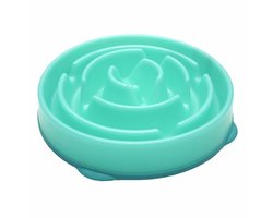 Outward Hound Fun Feeder - Anti Schrok Hondenvoerbak - 6 kleuren en 3 maten - door Dierenartsen aanbevolen Slow Bowl - Medium/Mini - Blauw