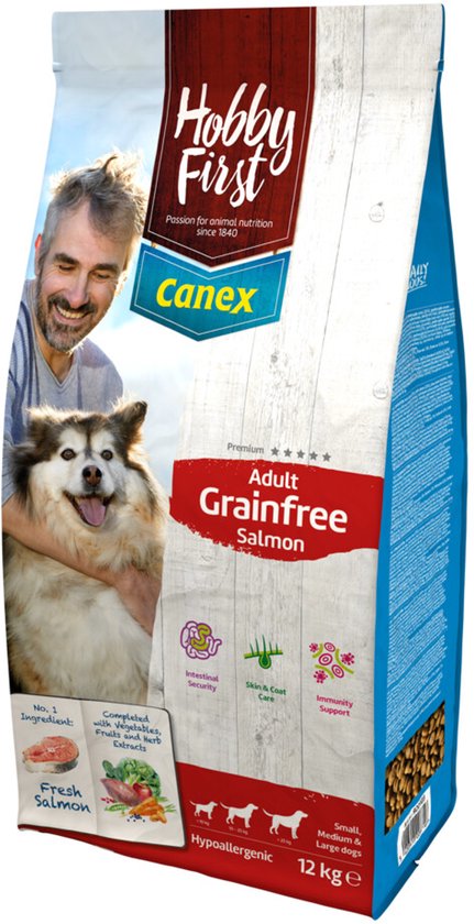 Hobby First Canex Adult Grainfree Salmon 12 kg - Hond