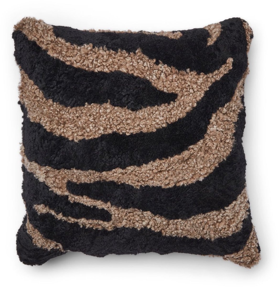 Sheepskin House Zebra Kussen - Dubbelzijdig - 60x60 cm Black/Taupe