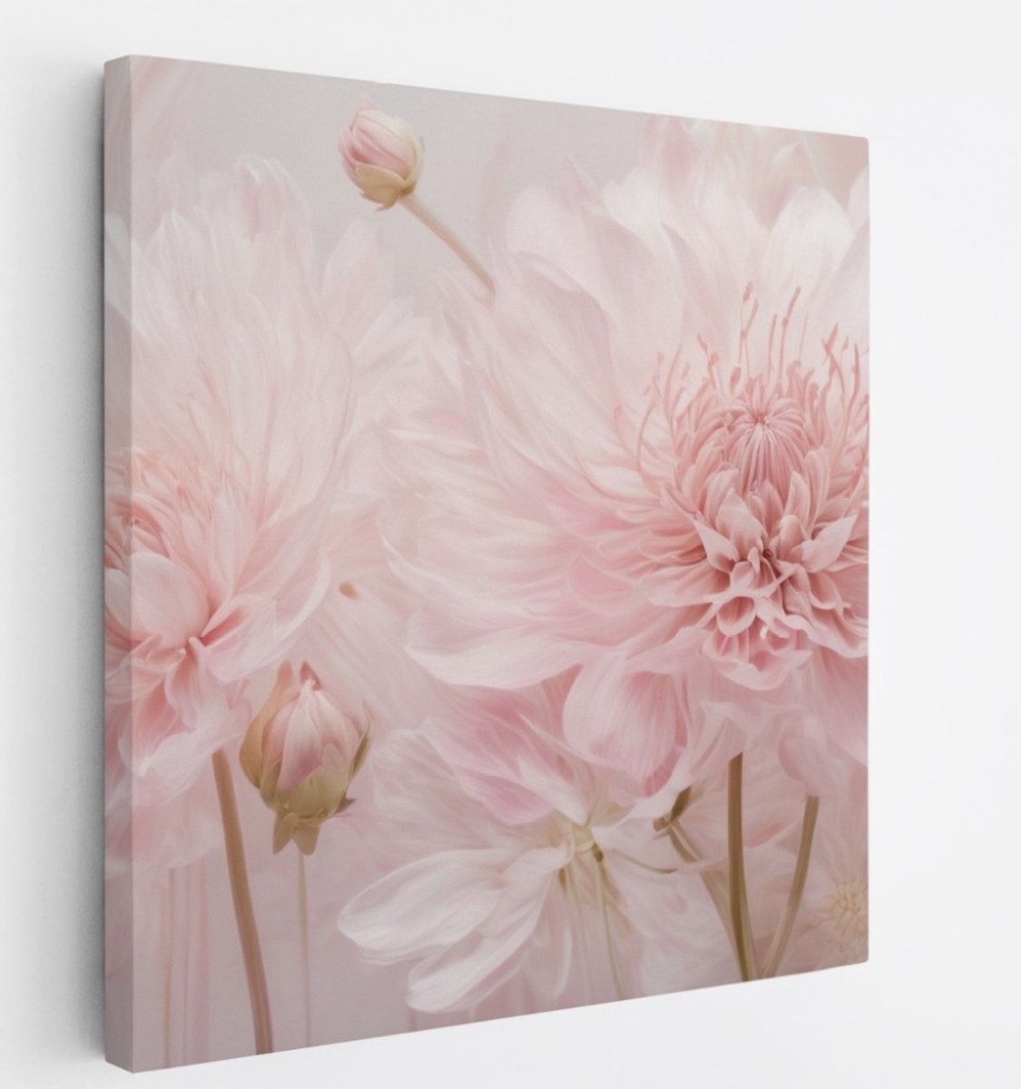 Saammp Canvas Schilderij - Kunst - Roze Bloemen - Natuur - Abstract - 30x30 - Foto op canvas - Wanddecoratie - Muurdecoratie Woonkamer - Kantoor Decoratie Multicolor