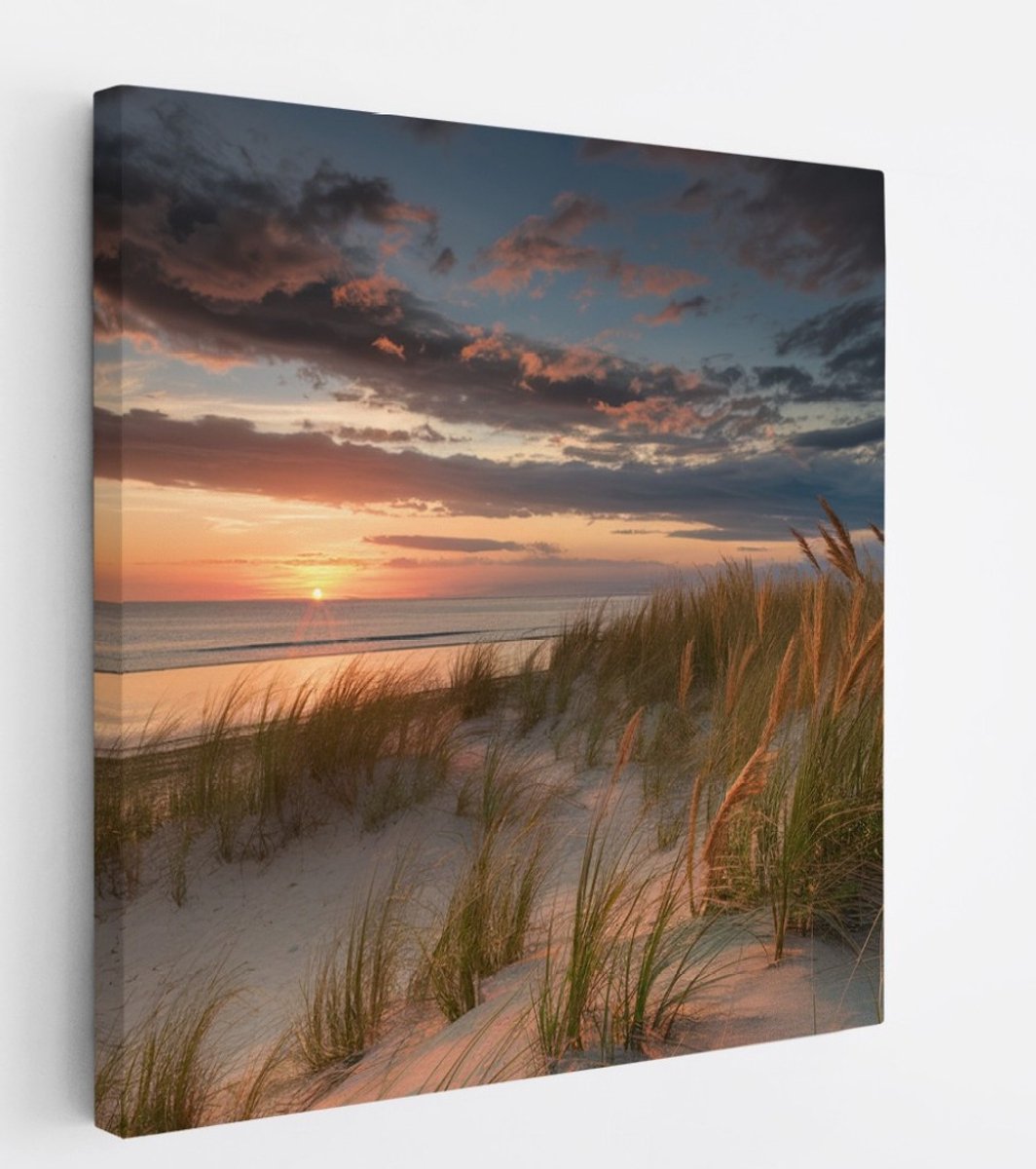 Saammp Canvas Schilderij - Strand - Zee - 20x20 - Foto op canvas - Wanddecoratie - muurdecoratie Woonkamer - Slaapkamer decoratie - Canvas Print Multicolor