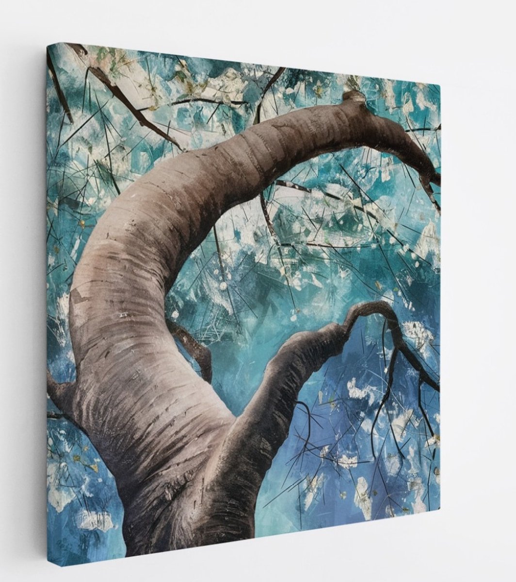 Saammp Canvas Schilderij - boom met witte bloemen - Natuur - 100x100 - Foto op canvas - Wanddecoratie - Muurdecoratie Woonkamer - Kantoor Decoratie Multicolor