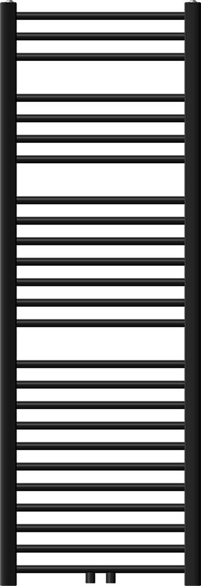 Badkamerradiator Sahara 500x1500 mm zwart mat gebogen met middenaansluiting LuxeBath