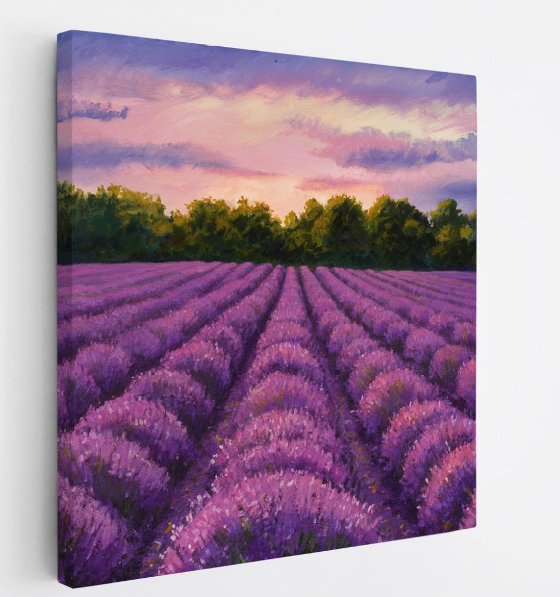 Saammp Canvas Schilderij - Lavendelveld - Abstract - 60x60 - Foto op canvas - Wanddecoratie - Muurdecoratie Woonkamer - Slaapkamer decoratie - Canvas Print Multicolor