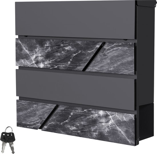 ML-Design Brievenbus 37x36.5x11 cm antraciet/houtlook van