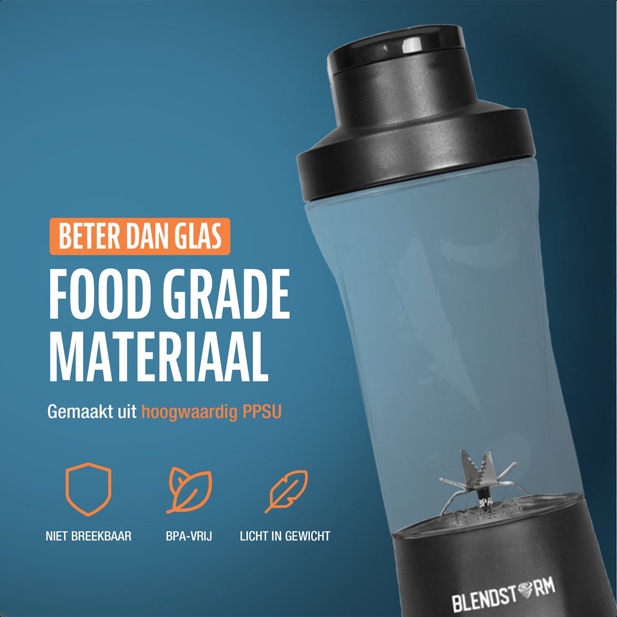 BlendStorm® Draagbare Blender Premium- Draadloze Blender - Draadloos - Blenders - Blender To Go - 6 Mesjes - Mini Blender - Smoothie Maker - Juicer - Keukenmachine - USB Oplaadbaar - 700 ml - Zwart – foto 6