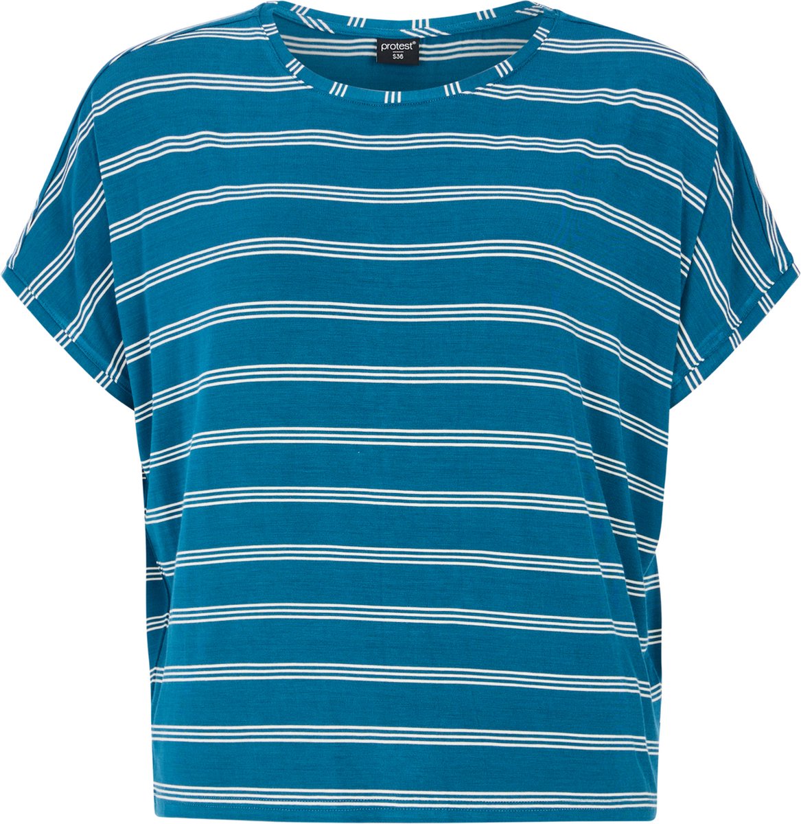 Protest Prtadalia – T shirt Dames – Korte mouwen – Ronde hals – Loose fit Blauw