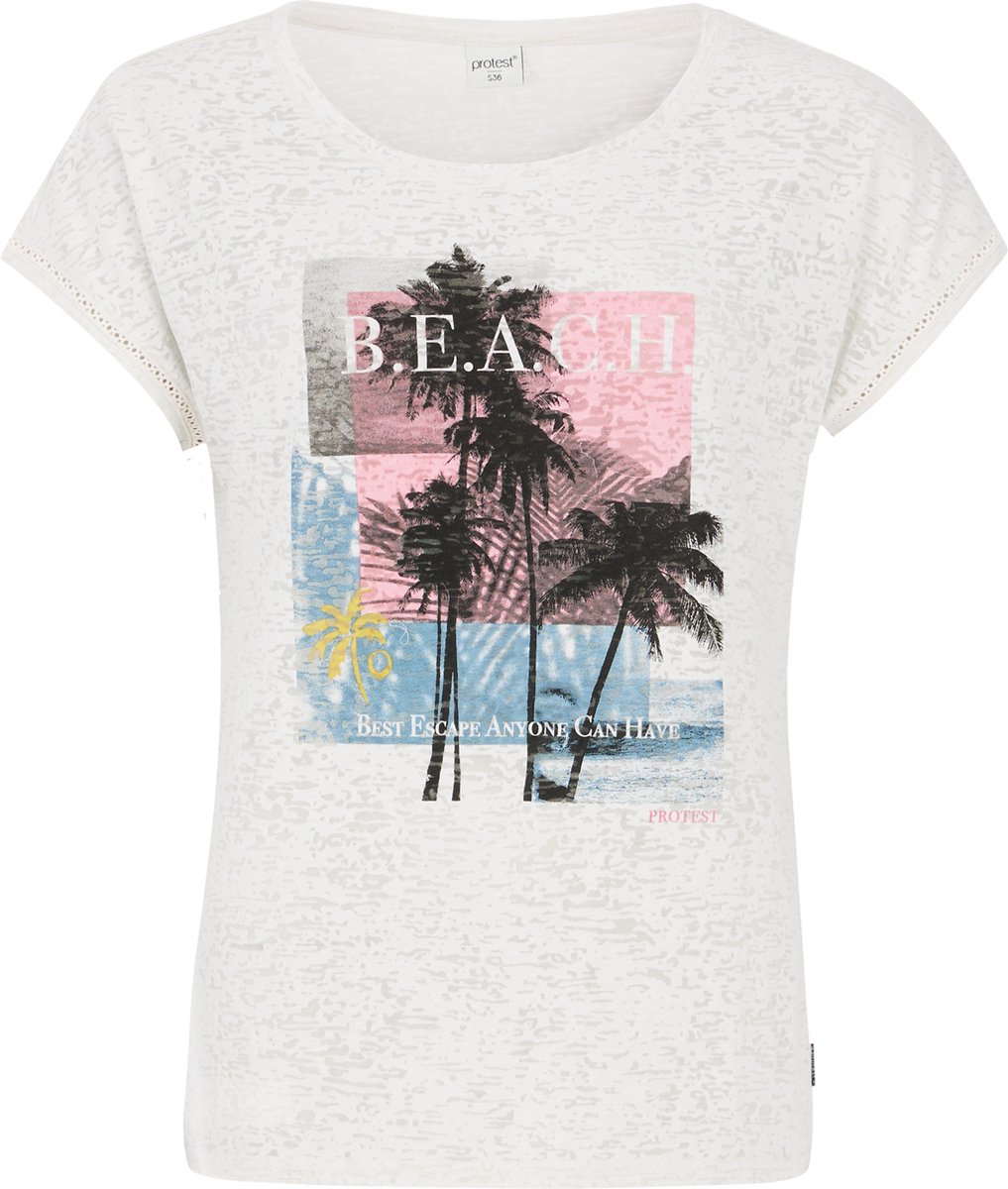 Protest Prtelles 25 – T shirt Dames – Korte mouwen – Ronde hals – Geplaatste print Roze