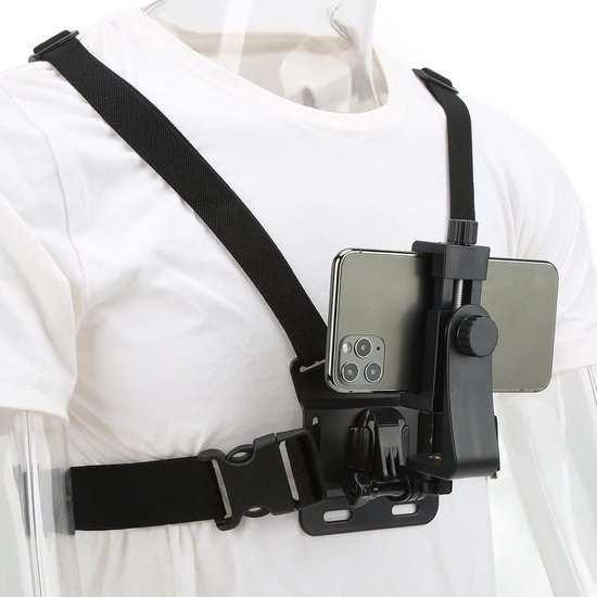 Telefoonborstbevestiging - Smartphone-camera Op De Borst Telefoonhouder Op Het Hoofd Stabiliserende Borstband Universele Borstband Borstbevestiging Voor Verschillende Actiecamera S En Smartphones Zwart