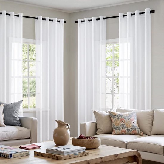 Hiasan set van 2 stuks Sheer Voile gordijnen, voor de woonkamer, met