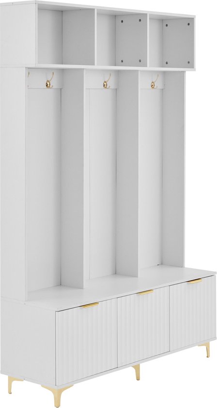 Garderobe met kapstok en schoenenbank - 60,5x35,2x180,5 cm - Spaanplaat - Zwart