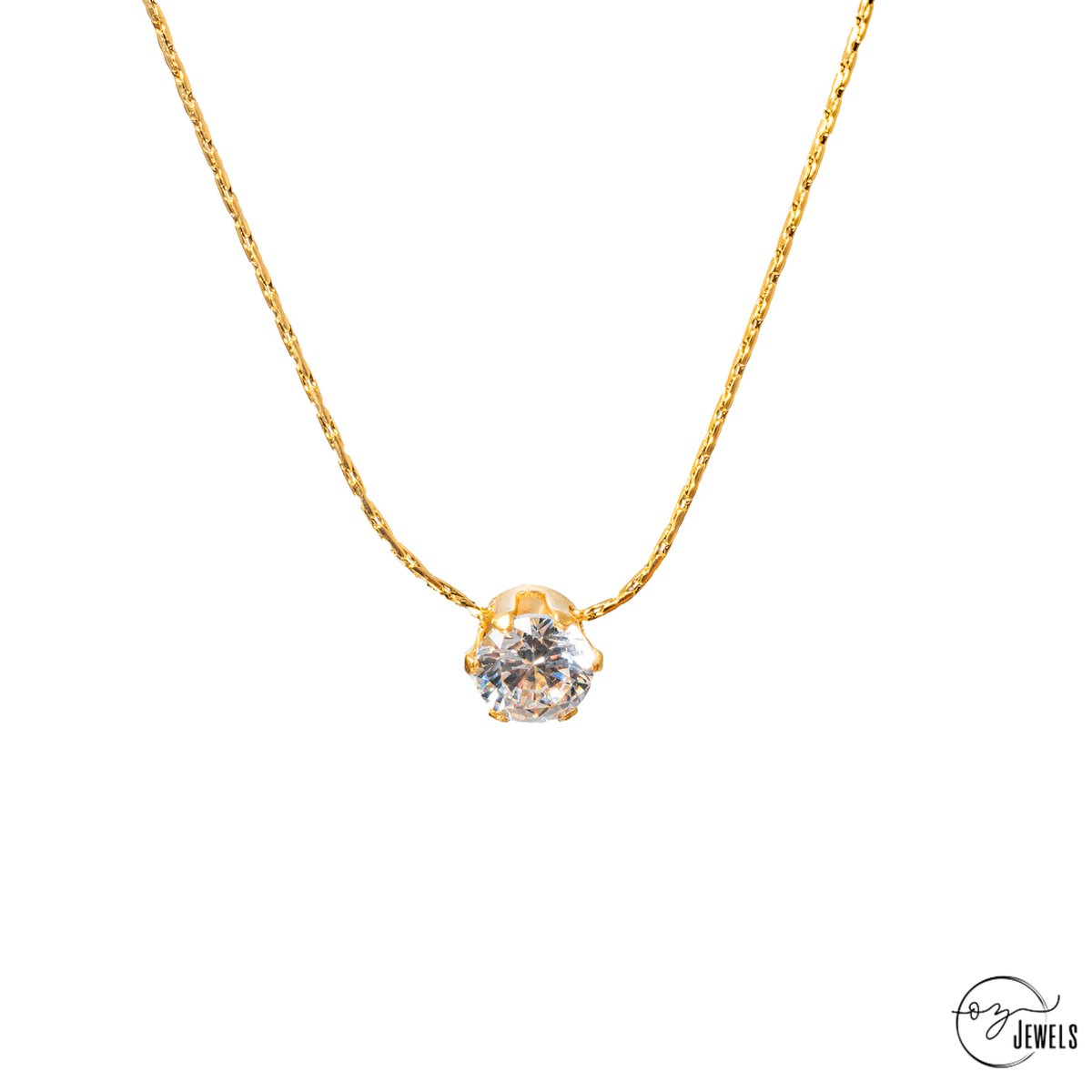 OZ Jewels – Ronde Zirkonia Ketting – 18K Verguld – Vrouwen – Verstelbare