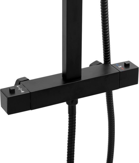 Viking Choice Doucheset Zwart met Regendouche 25cm & Thermostaatkraan - Energiebesparend