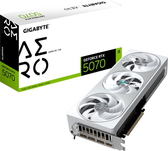 Gigabyte GeForce RTX 5070 AERO OC 12G - Videokaart 16GB GDDR7 - PCIe 5.0 - 1x HDMI - 3x DisplayPort