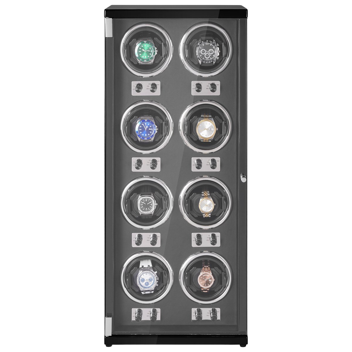 VEVOR Watchwinder, Automatische Watchwinder, Watchwinder, Watchwinder voor Automatische Horloges, Automatische Watchwinder met Ruimte voor 8 Horloges, LED-Verlichting, 150-207MM Verstelbare Bandlengte