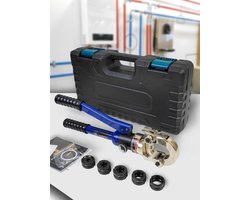 Hydraulische Krimptang voor Persfittingen - Krimptang met persbekken voor waterleidingen en TH - Krimptang Uponor - Krimptang Henco - Krimptang Loodgieter voor professioneel gebruik - M12, M15, M18, M22, M28 - Blauw