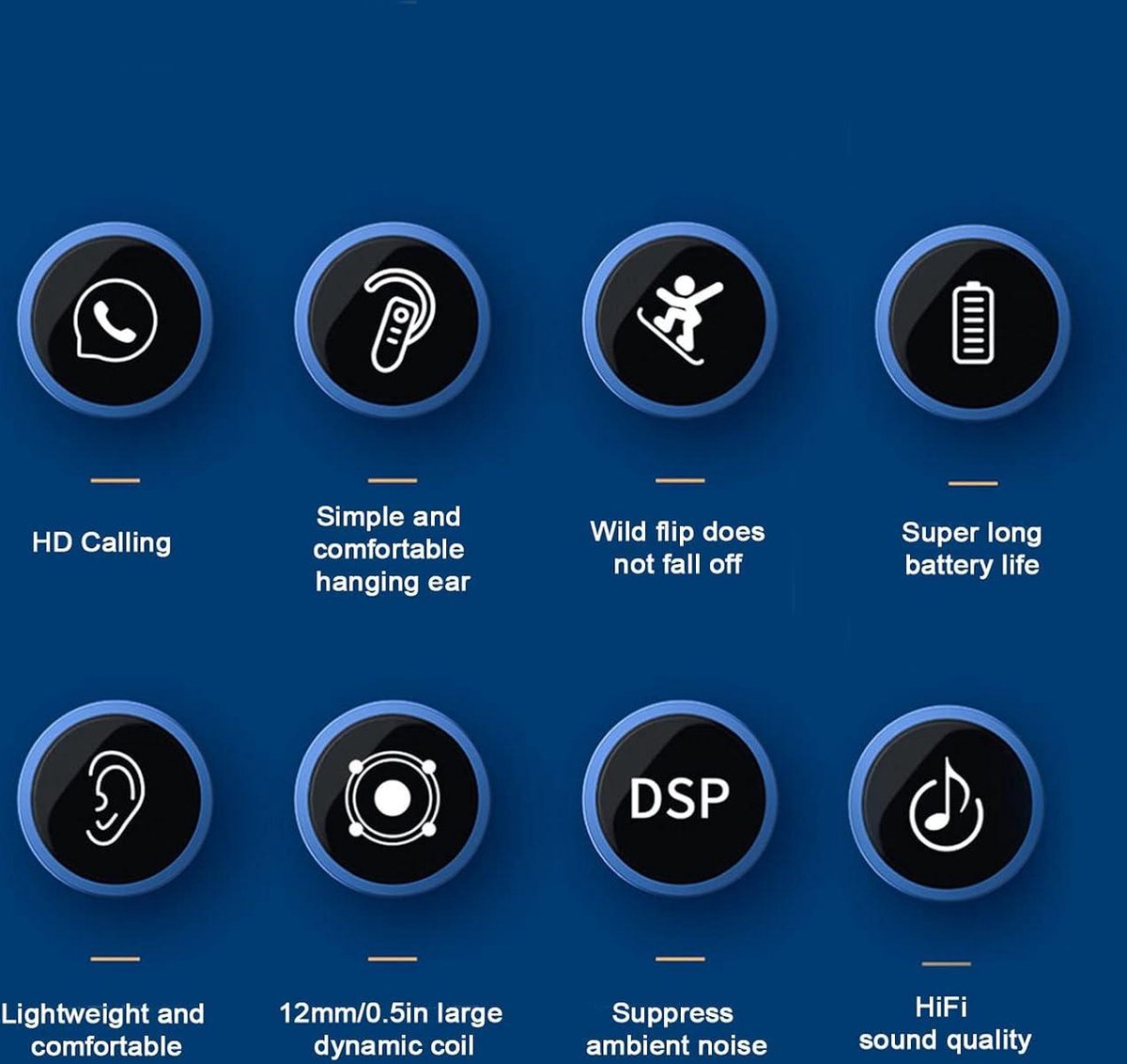 Bluetooth 5.2 Oorhaak Headset – Handsfree Bellen, Noise Cancelling, 240mAh, IPX5 – Voor Werk & Sport