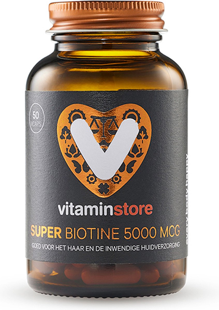 Goedkoopste Vitaminstore - Super Biotine 5000 mcg (biotin) - 60 Plantaardige capsules