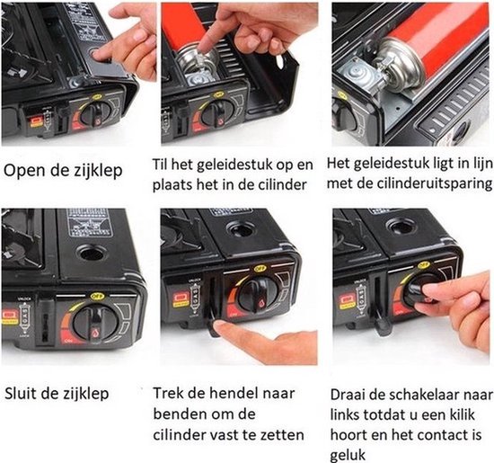 Draagbaar Camping Kooktoestel Set - Inclusief Grillplaat en 16 Gasflessen van Draagbaar — afbeelding 3