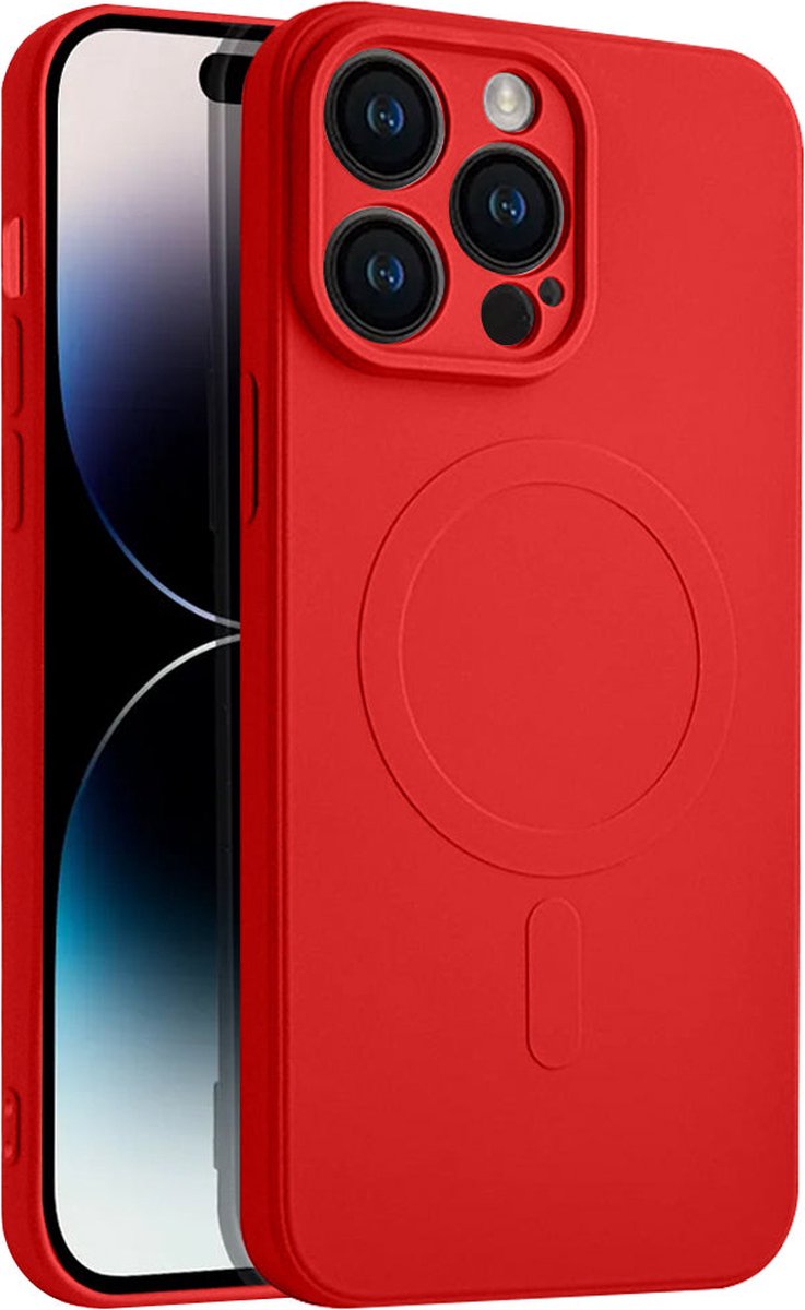Casify Siliconen Hoesje geschikt voor MagSafe iPhone 14 Pro Max Hoesje - Rood