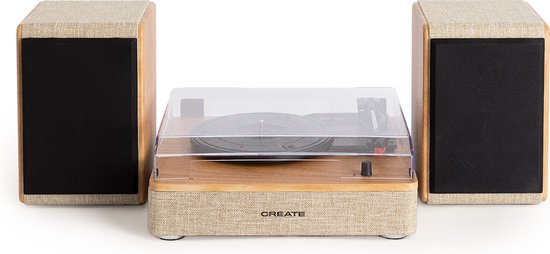 CREATE - Platenspeler met 2 externe luidsprekers, Bluetooth en RCA-uitgang - RECORD PLAYER PRO