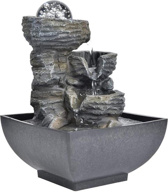 Desktop Ornamenten Stromend Water Waterval Fontein met Verstuiver LED-verlichting Hars Rotstuin (Kleur: zoals afgebeeld, maat: één maat) (zoals afgebeeld één maat