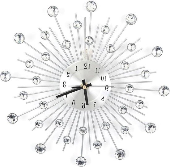 Orologio Da Parete Con Cristalli Swarovski Bling, Strass Trasparenti, Stile Elegante, Regalo Per Anniversario, Splendido Lusso, Esclusivo, Rotondo, Silenzioso, Stile Gatsby. - Italia - Foto 7