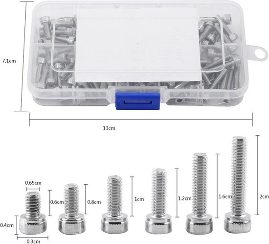 120 Stuks 304 Rvs M4 Hex Inbusbouten 6mm 8mm 10mm 12mm 16mm 20mm ...