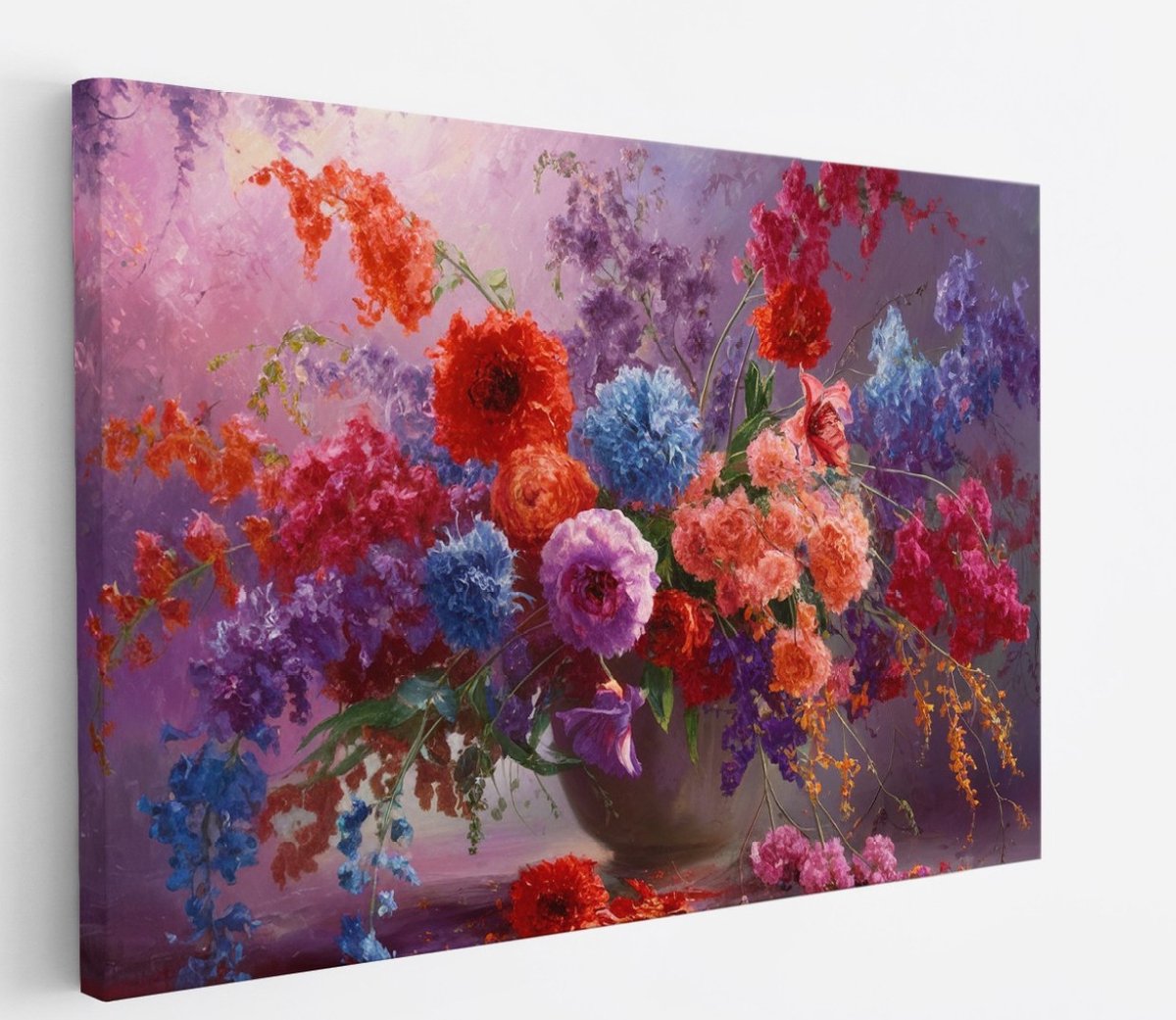 Saammp Canvas Schilderij - Abstract Bloemenschilderij - Natuur - Abstract - 45x30 - Foto op canvas - Wanddecoratie - Muurdecoratie Woonkamer - Kantoor Decoratie Multicolor