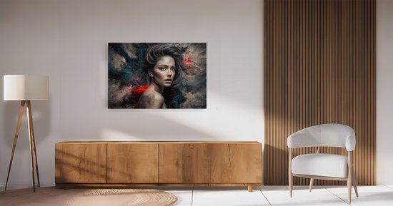 Tableau sur toile Saammp - Abstrait - Femme - Rouge - 70x50 - Photo sur toile - Décoration murale - Décoration murale Salon - Décoration chambre - Impression sur toile