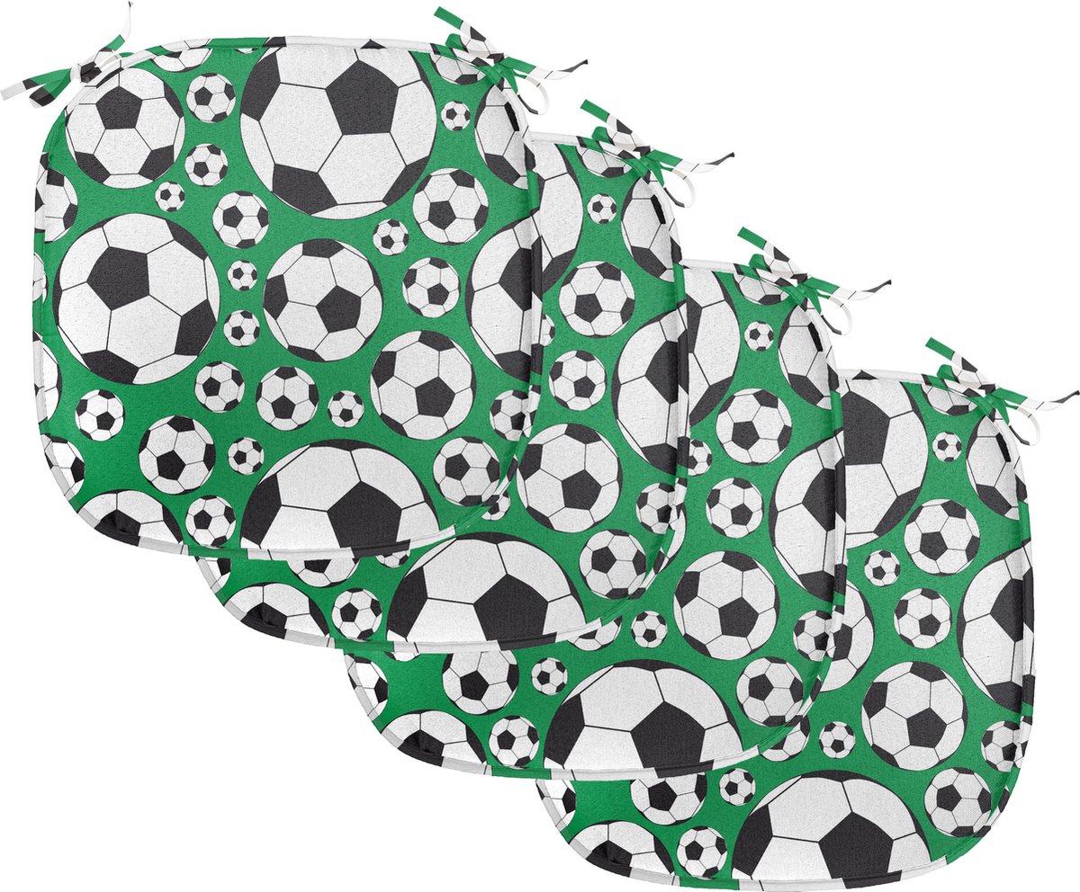 New Bed Voetbal Populair Sport Motief Stoelkussen Set van 4, Anti-Slip Zitting Pad, 40 cm x 40 cm