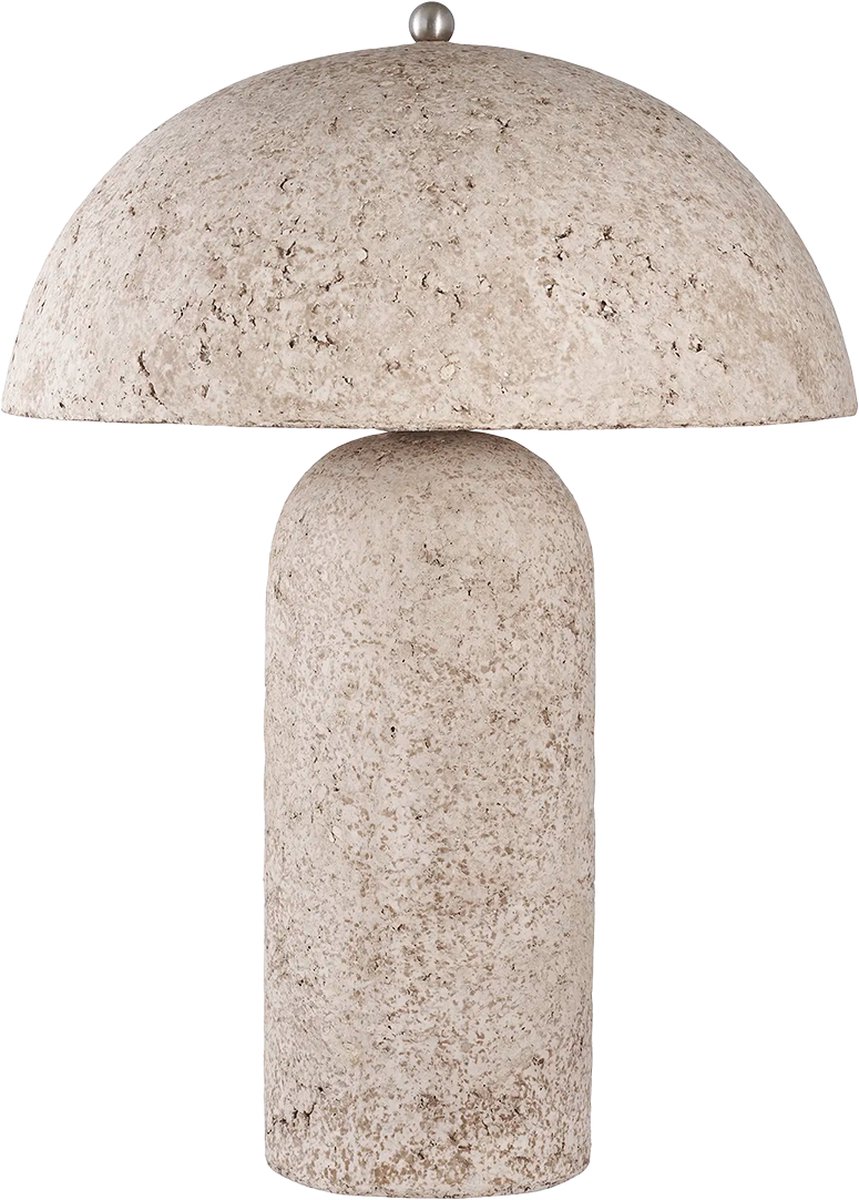 Artichok Florian Tafellamp - Papier Maché - Inclusief Lampenkap - Nachtlamp - Woonkamer - Tafellamp Slaapkamer - Bureaulamp - Grijs - Ø 36,5 x 49,5 cm