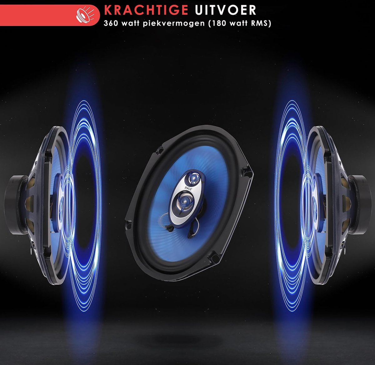 Pyle Auto Luidsprekerset - 3-Weg Auto Speakers – Luidspreker voor Auto- 360 Watt – foto 2