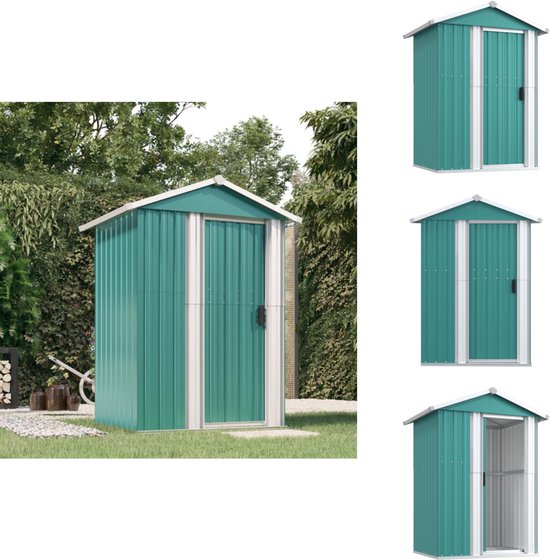 vidaXL - Tuinschuur 126x97,5x177 cm gegalvaniseerd staal groen tuin schuur