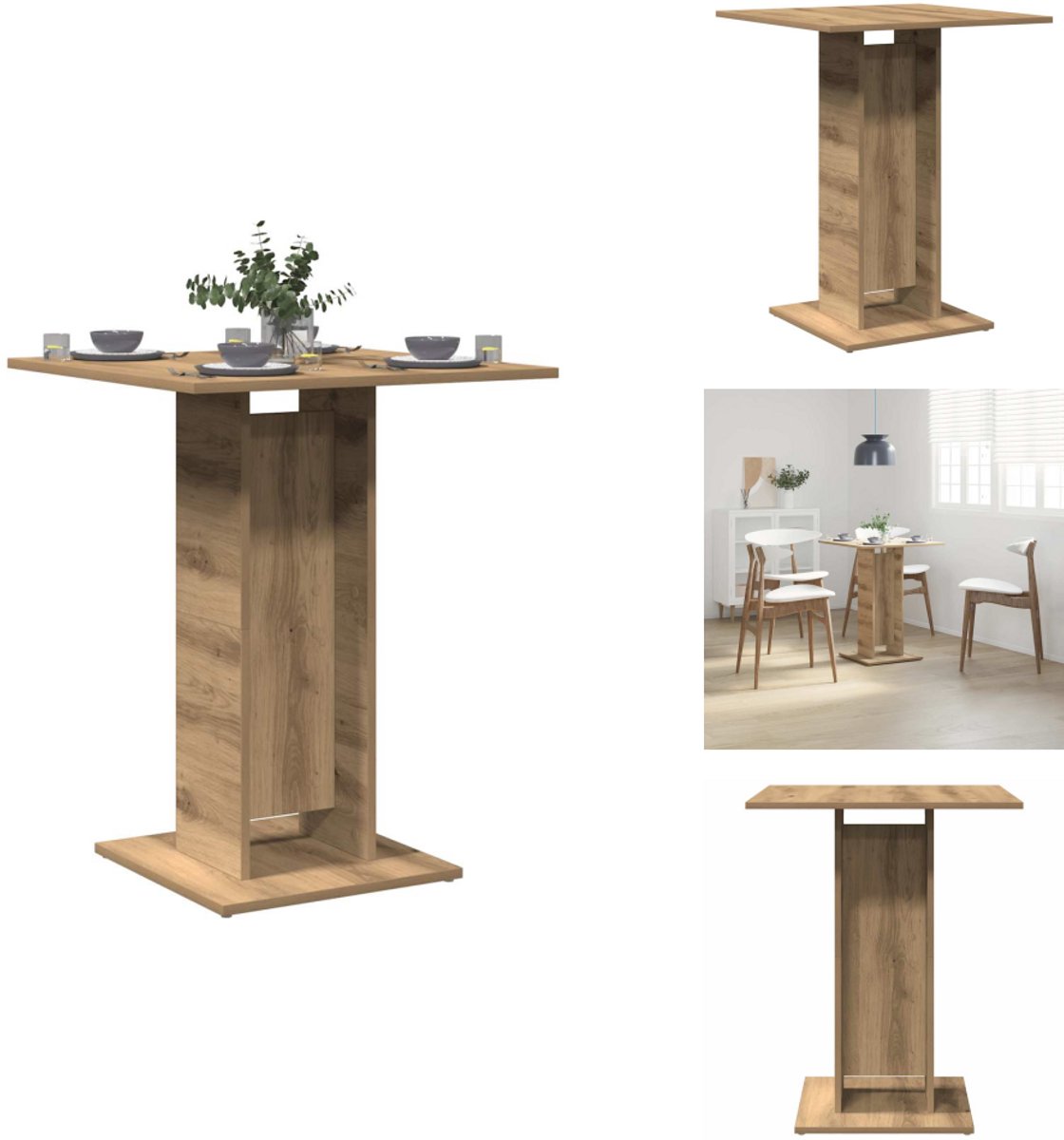 vidaXL Bistrotafel - 60x60x75 - cm - spaanplaat - artisanaal - eikenkleurig artisan eiken