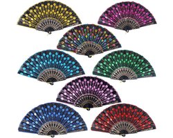 Handwaaiers met Pailletten - 8 Stuks - Voor Wanddecoratie, Bruiloft, Kostuum en Carnaval (23,5 cm x 43 cm)