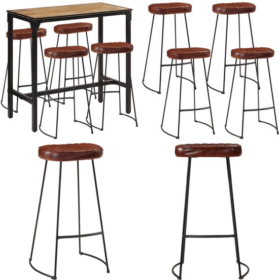 Foto: Vidaxl 5 delige barset massief ruw mangohout en metaal barset barsets bar set bistroset