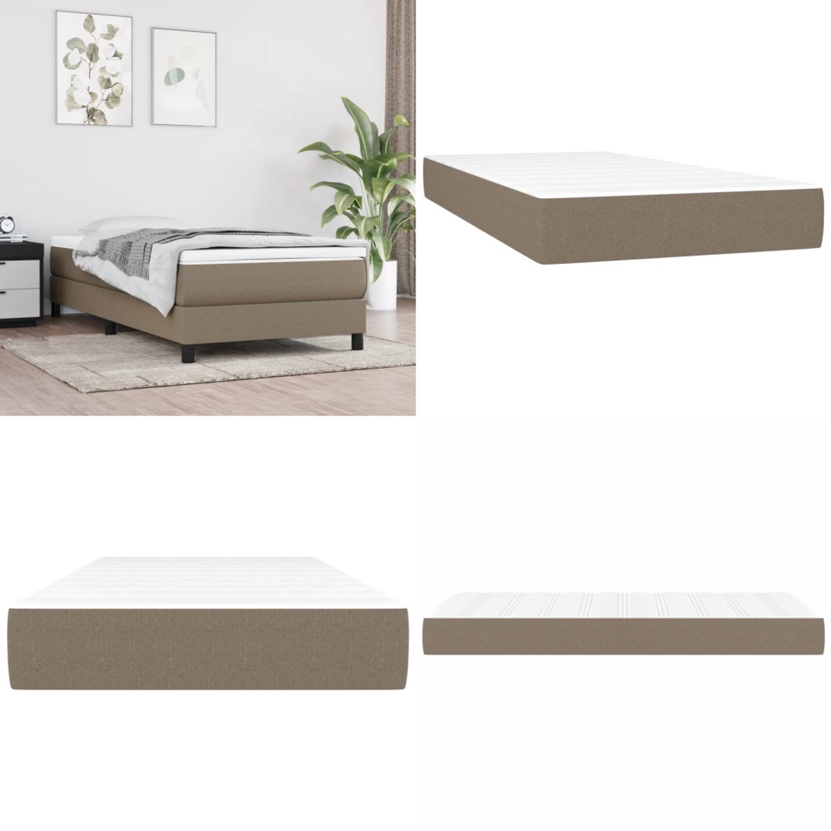 vidaXL Pocketveringmatras 120x190x20 cm stof taupe - Pocketveringmatras - Pocketveringmatrassen - Matras - Pocketvering Matras