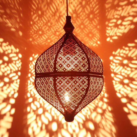 Oosterse hanglamp layan wit 40 cm fitting E14 | Marokkaans design | hanglamp uit Marokko | Oosterse lampen voor woonkamer, keuken of om op te hangen boven de eettafel