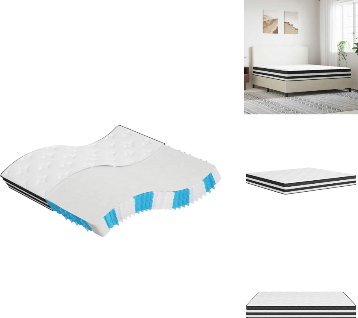 vidaXL Pocketveringmatras - Pocketveringmatrassen - Matras Pocketvering - Matras Pocketveren - Pocketveringmatras middelhard 180x200 cm