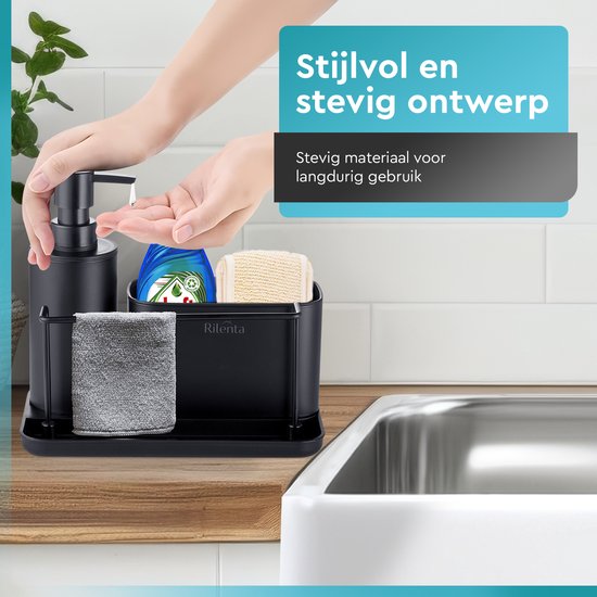 Intrekbare gootsteen Spons houder Verstelbare Afvoer gootsteen Lade Spons Zeep retainer Keuken Aanrecht Zuig Spons retainer (zwart