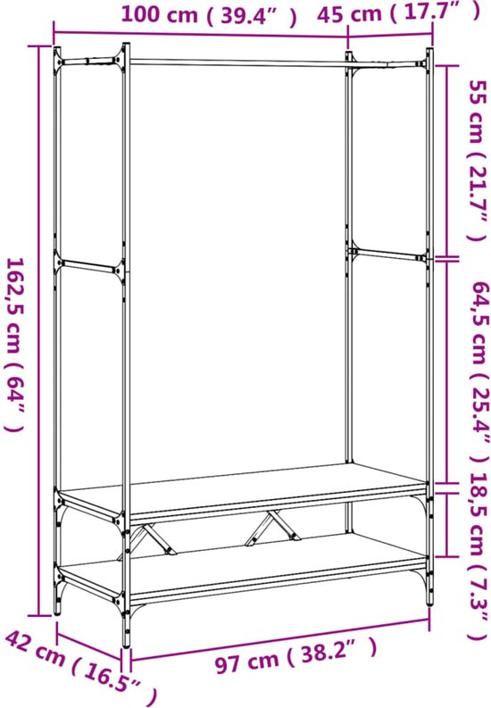 vidaXL Dressboy 45x35x107 cm wit vidaXL Dressboy 45x35x107 cm wit