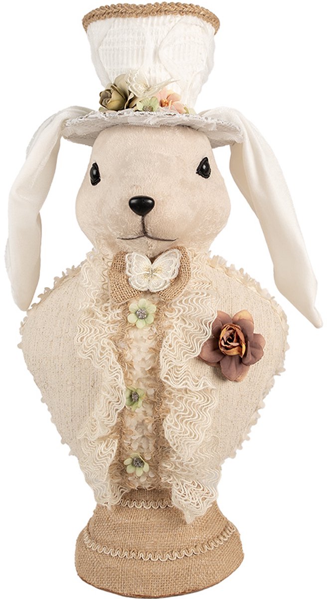 Decoratie Beeld Konijn 24x17x50 cm Beige Textiel