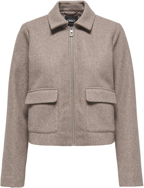 Only Jas Onlvela Zip Short Jacket Otw 15359339 Taupe Gray/melange Dames Maat - M