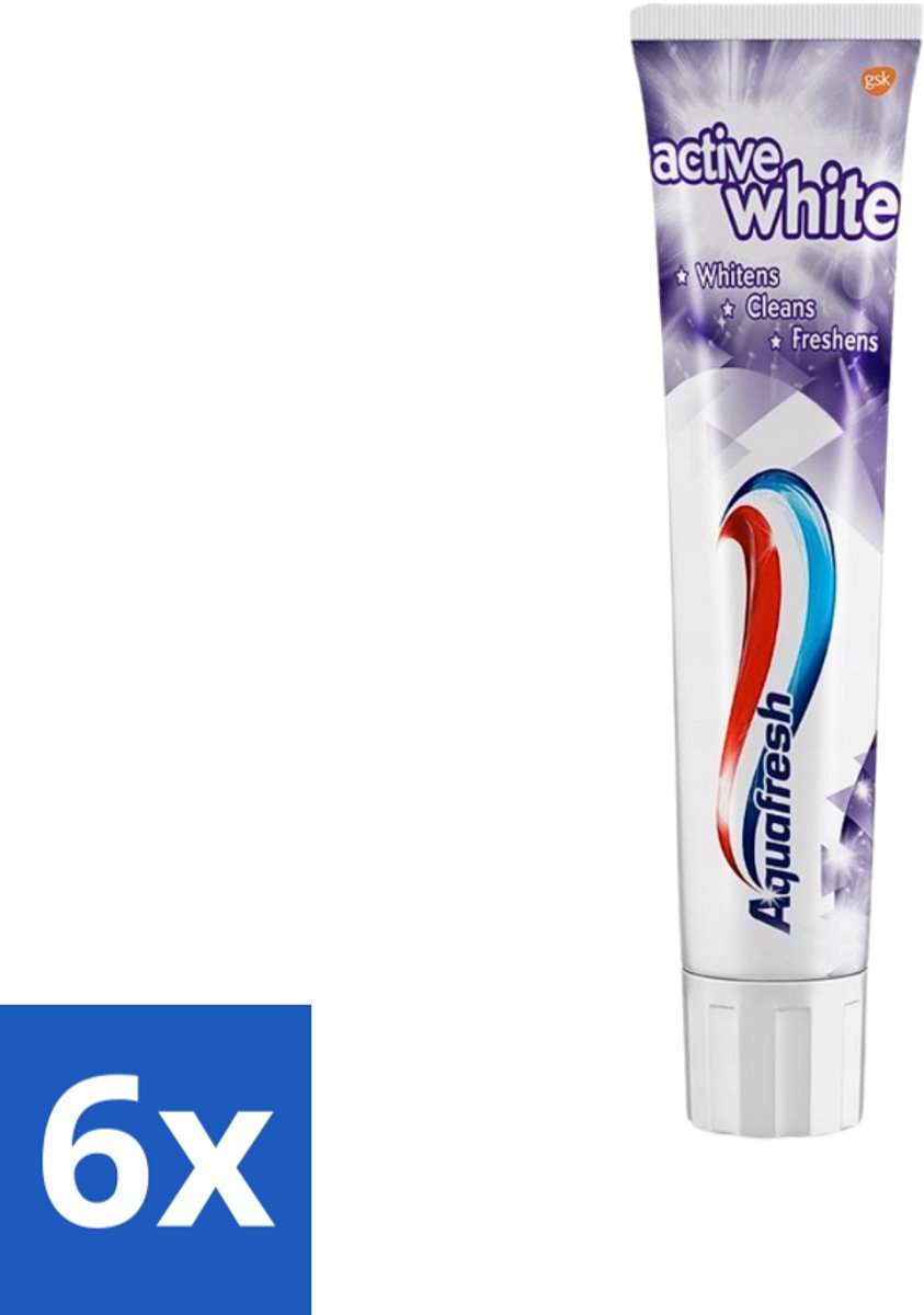 Aquafresh - Tandpasta - Whitening - Stralend Witte Tanden - 100 ml - Voordeelverpakking - 6 stuks
